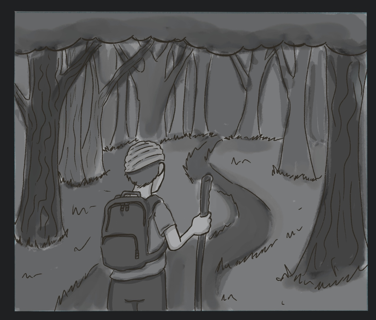 A wounded soldier gets shelter from an old woman in the woods.